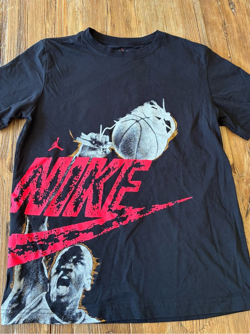 Jordan Black Tee with Pink Graphic Basketball Print